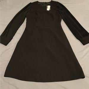 NWT J.Crew Pleated-Sleeve A-Line Dress in Black, Size 00